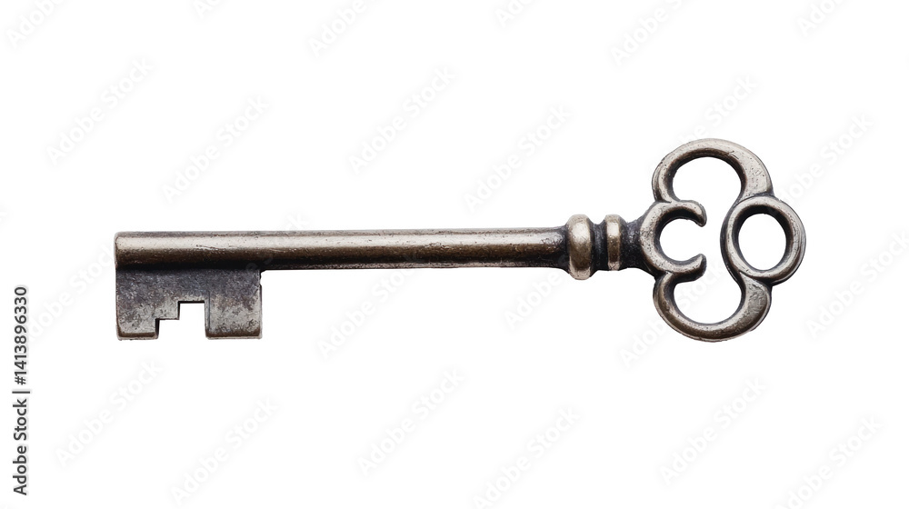 New steel key isolate on transparent background New steel key isolate on transparent background