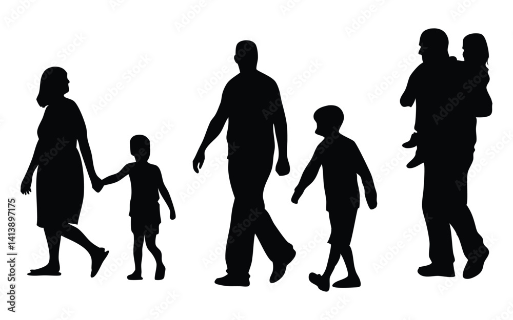 Family vector silhouette set