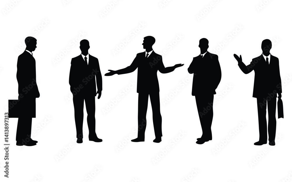 Businessmen vector silhouette set