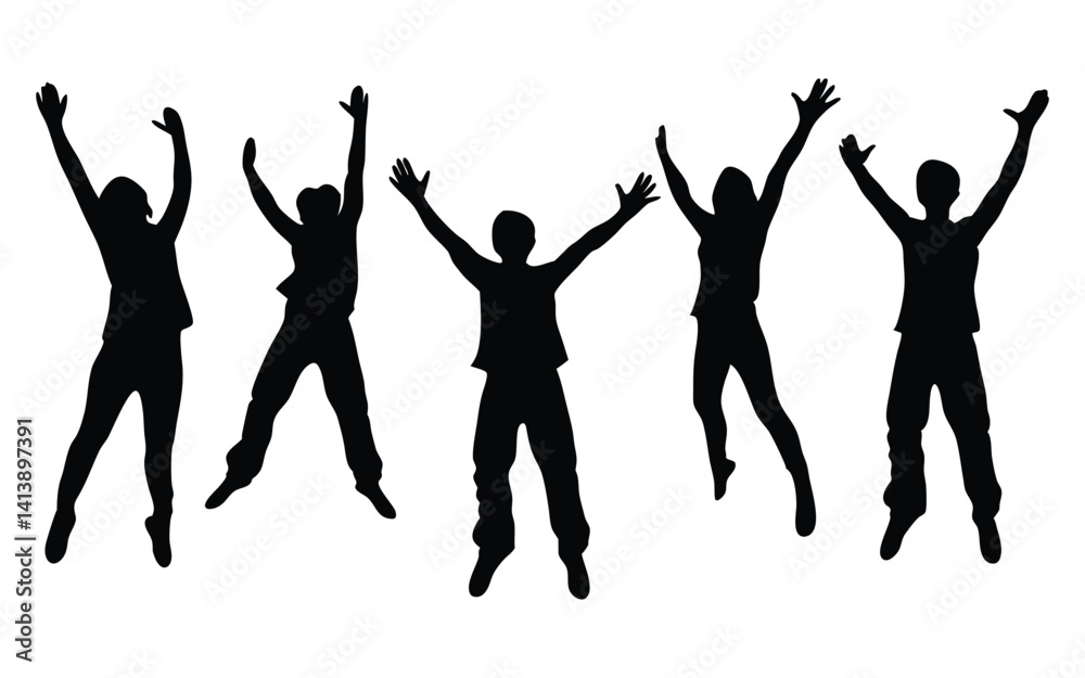 Kids' celebration vector silhouette set