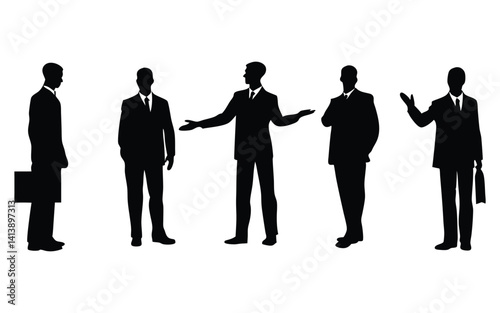 Obraz na płótnie Businessmen vector silhouette set w salonie