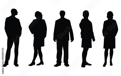 Obraz na płótnie People vector silhouette set w salonie