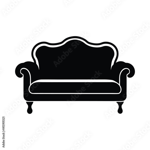 Sofa icon of silhouette vector illustration on white background