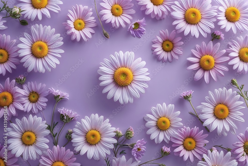 Ethereal Daisy Floral Design on Soft Lavender Background for Elegant Wedding Invitations Ethereal Daisy Floral Design on Soft Lavender Background for Elegant Wedding Invitations