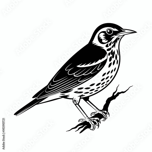 Skylark lark bird black silhouette animal on white background