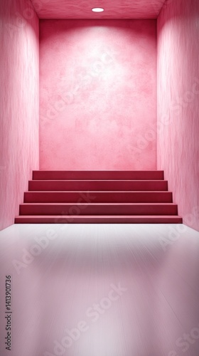 Pink Minimalist Staircase Interior Design
