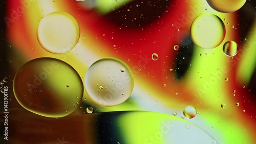 Colorful Oil Bubbles Moving on a Water Surface