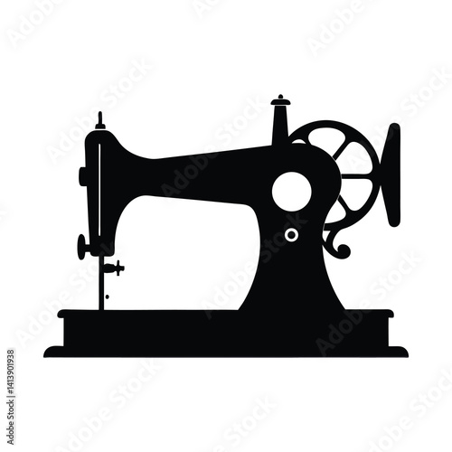 retro sewing machine icon of silhouette vector illustration on white background
