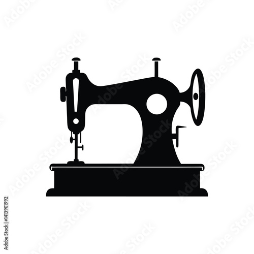 retro sewing machine icon of silhouette vector illustration