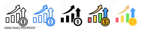 Profit Growth Icon Set Multiple Style Collection