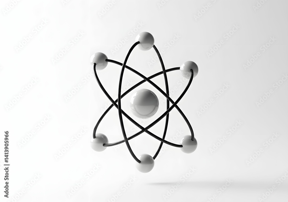 Atom Structure, Molecular Model, Science Icon, Generative AI image. Atom Structure, Molecular Model, Science Icon, Generative AI image.