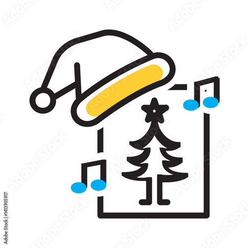 Vector multi color icon for Christmas carols