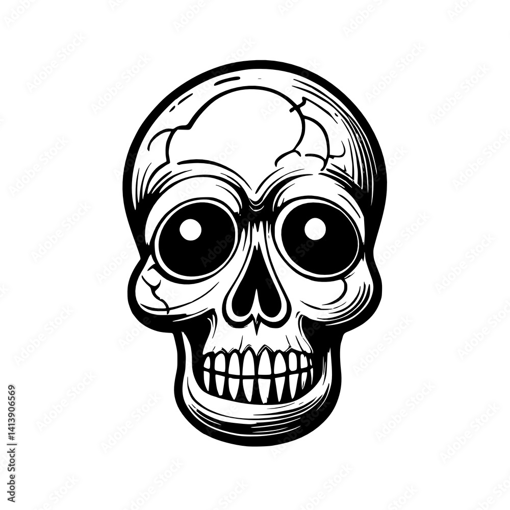 Fototapeta premium skull with a human head, illustration