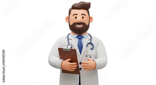 Obraz na płótnie 3D cartoon doctor character transparent background