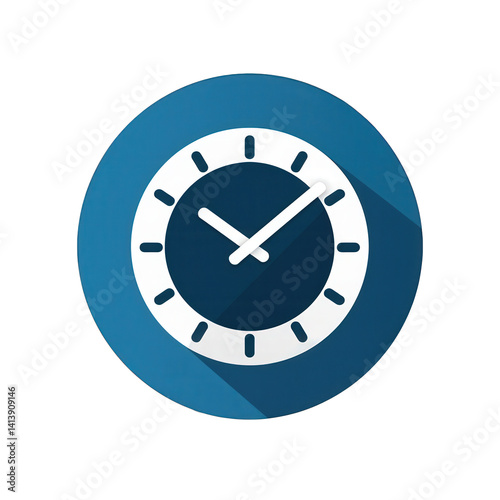 Free Download A modern clock icon featuring a minimalist design with a blue background, symbolizing time management and punctuality, suitable for digital interfaces and applications - GFXLoad