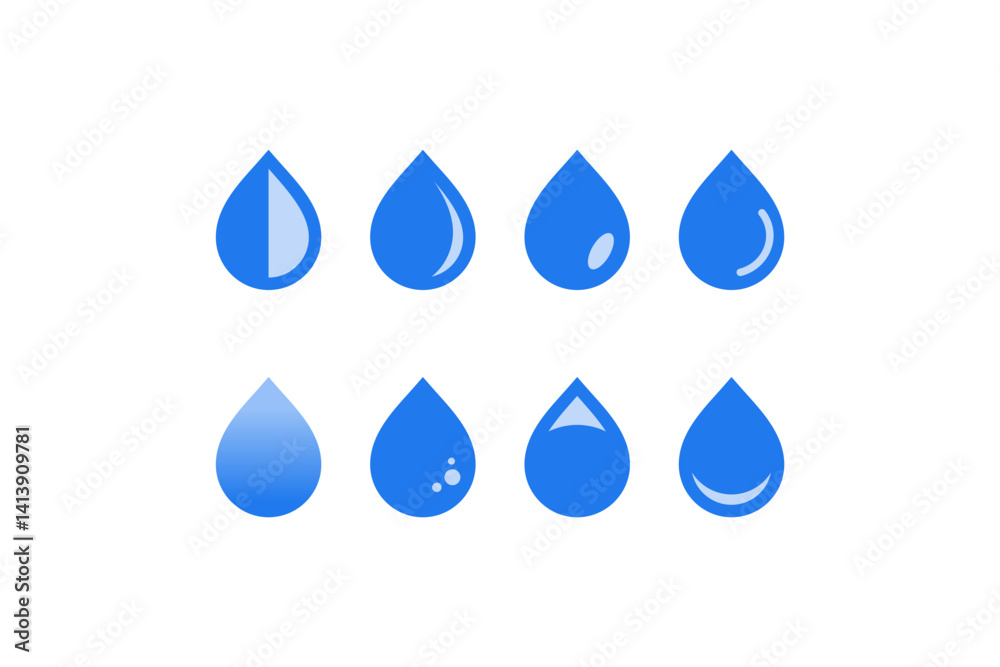 water drop icon flat design set water drop icon flat design set