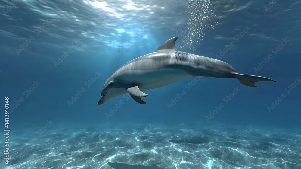 Fototapeta premium Underwater dolphin swim perspective