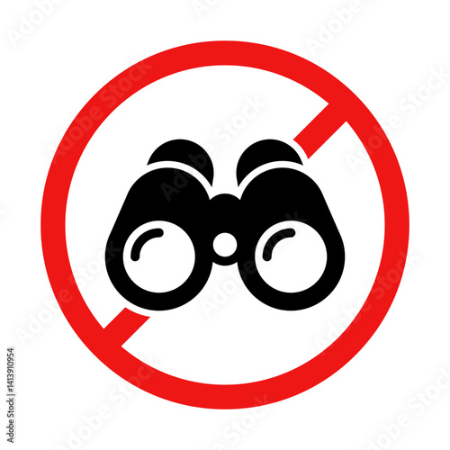 No Binoculars Sign on White Background