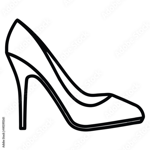 Line art modern and stylish high heeled shoe with a sleek and smooth design