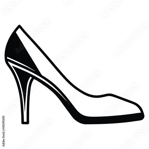 Line art modern and stylish high heeled shoe with a sleek and smooth design