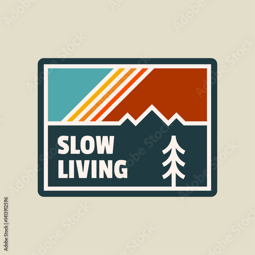 Retro Mountain Outdoor Badge 