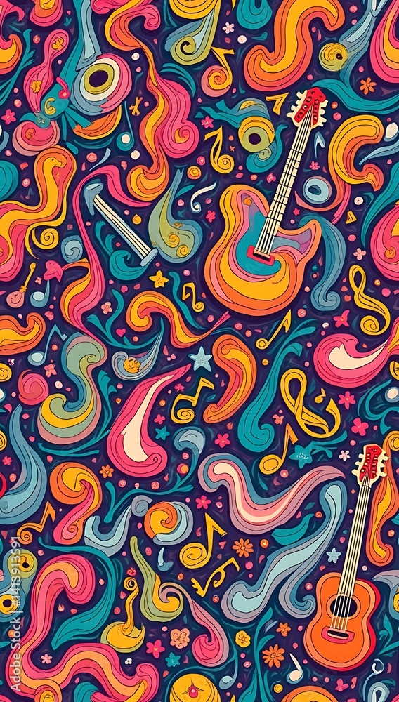A seamless background filled with hand-drawn music notes and instruments in various vibrant colors. Ideal for music festivals, concerts, or artistic designs.
A seamless background filled with hand-drawn music notes and instruments in various vibrant colors. Ideal for music festivals, concerts, or artistic designs.