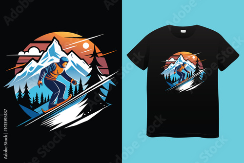 Vintage Ski Resort Scene with Stylish Skiers in Retro Outfits