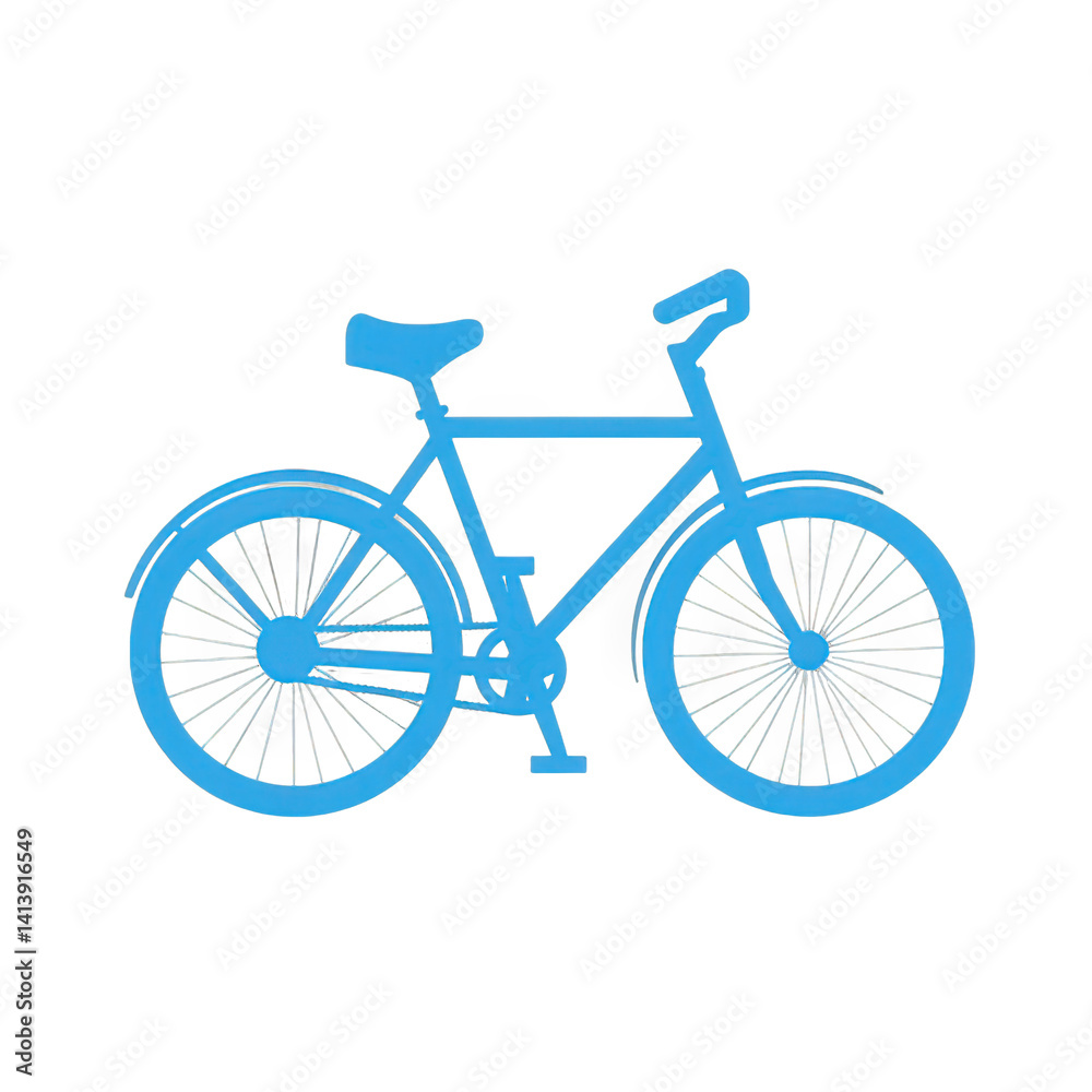 Obraz premium A vibrant blue bicycle stands prominently against a plain background, symbolizing outdoor leisure and transportation, perfect for promoting cycling and healthy living