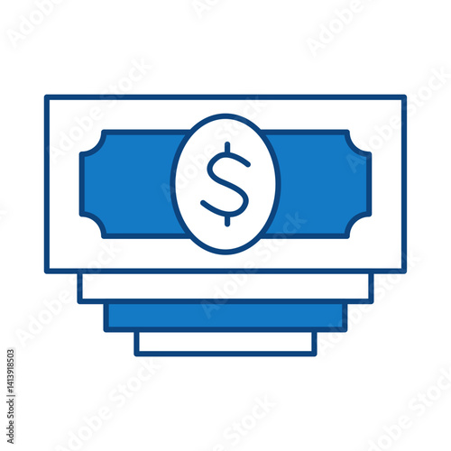 Money Blue Line Icon. Startup, Success, Growth Editable Stroke Vector Illustration