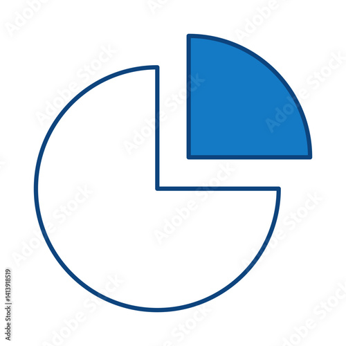 Pie Chart Blue Line Icon. Startup, Success, Growth Editable Stroke Vector Illustration