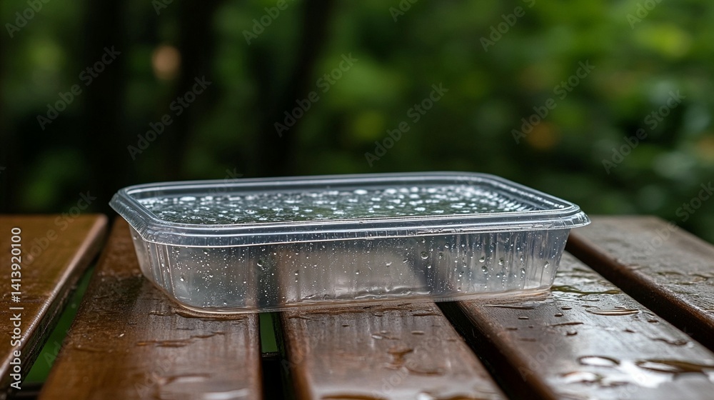 Rainwater in Plastic Container