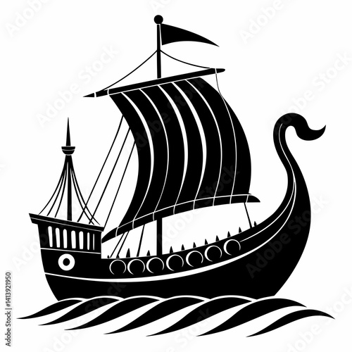  trireme black color silhouette