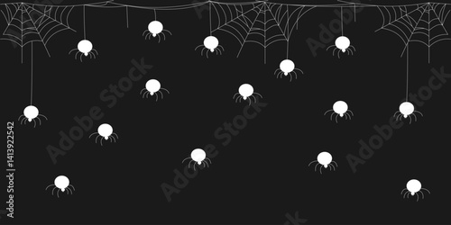 Halloween Spider Background with Hanging Webs – Creepy Crawly Vector Design