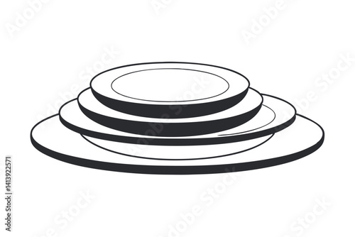 Minimalistic Plate Line Drawing Vector Illustration