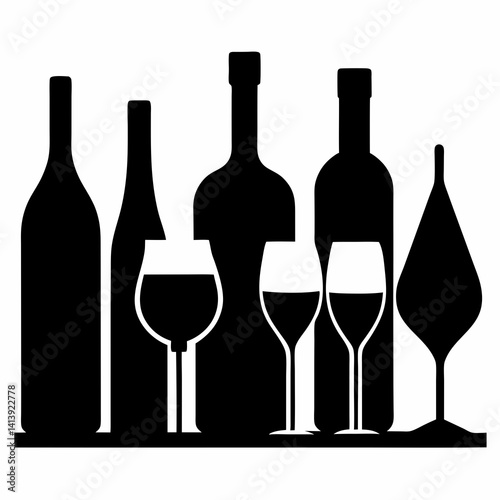  a wine silhouettes silhouettes black color  silhouettes