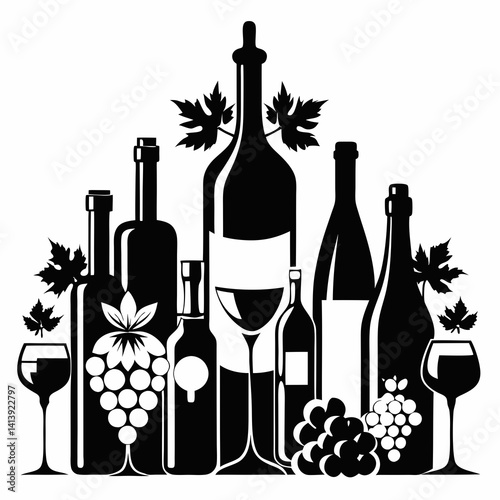  a wine silhouettes silhouettes black color  silhouettes