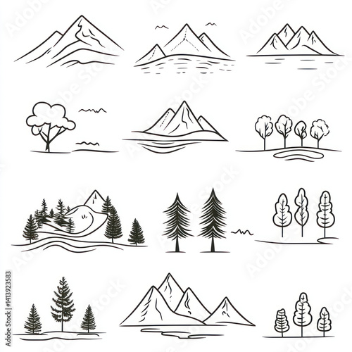 set of camping icons