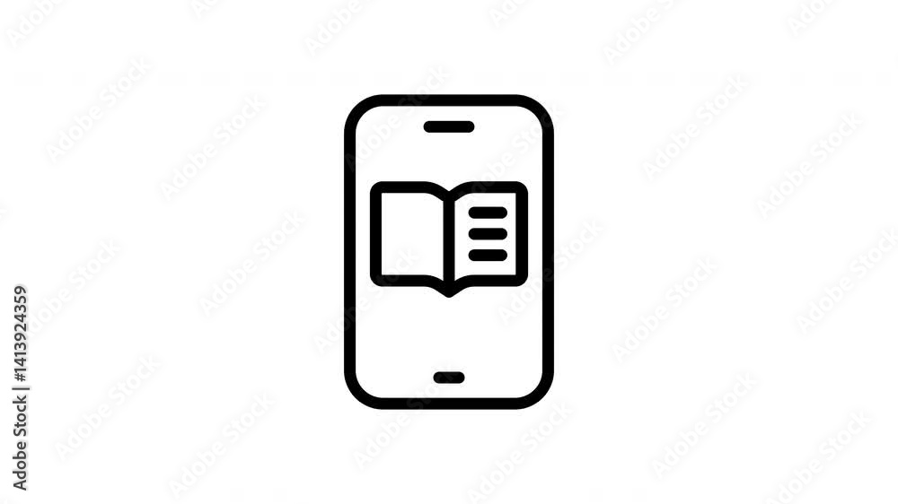 Animated a whimsical open book magically appears on a smartphone screen Animated a whimsical open book magically appears on a smartphone screen