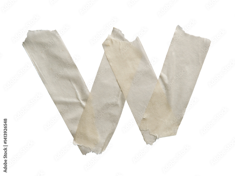 Naklejka premium Letter W or flipped M made of off-white color masking tape