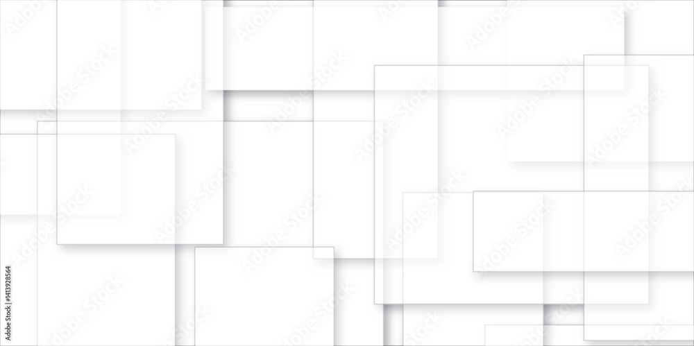 © DARK TRUST - Abstract white geometric wall with 3d square patterns/ A modern bathroom featuring a white tiled wall and floor with an embossed grid pattern. © DARK TRUST - Abstract white geometric wall with 3d square patterns/ A modern bathroom featuring a white tiled wall and floor with an embossed grid pattern.