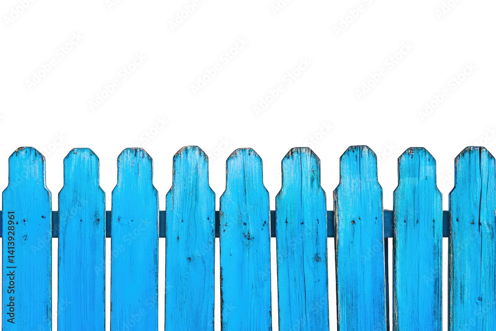 a vibrant blue wooden fence against a bright white background creating a striking visual contrast the fence's weathered texture adds character making it suitable for decorative or illustrative purpose a vibrant blue wooden fence against a bright white background creating a striking visual contrast the fence's weathered texture adds character making it suitable for decorative or illustrative purpose