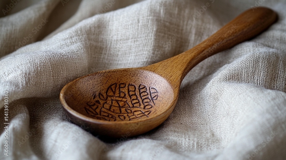 Wooden Spoon with Engraved Design