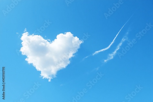 heart shaped cloud in a blue sky