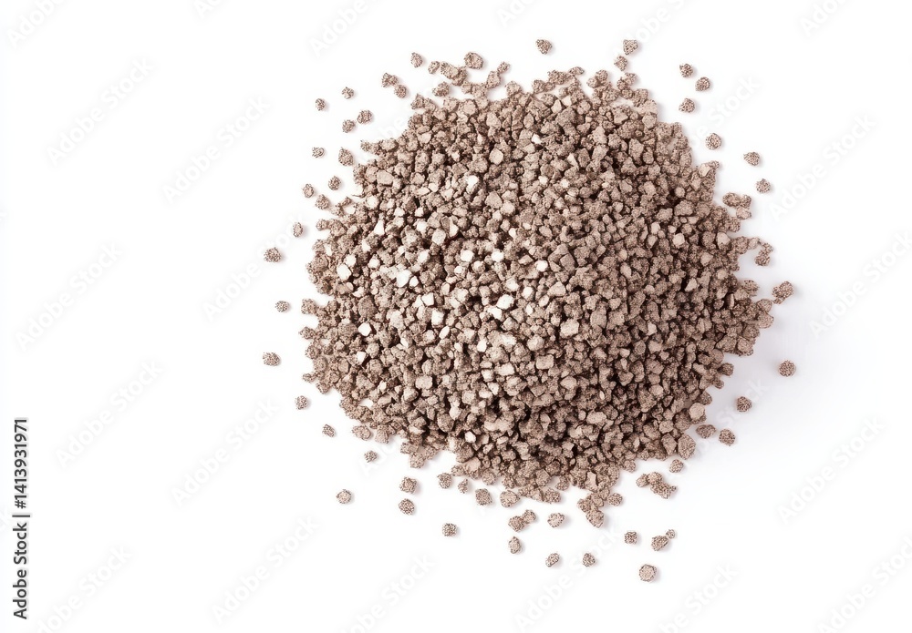 Pile of small, light brownish-gray granules