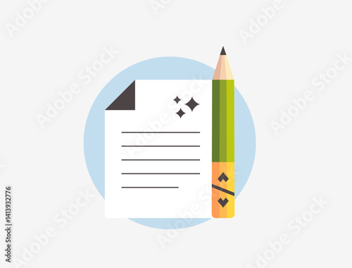 Coding vector illustration with pencil and paper, code writing, software development, script editing. Programming idea, web design, developer tools, clean code, markup and tech creativity