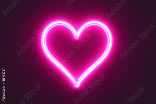 pink neon heart on a black background