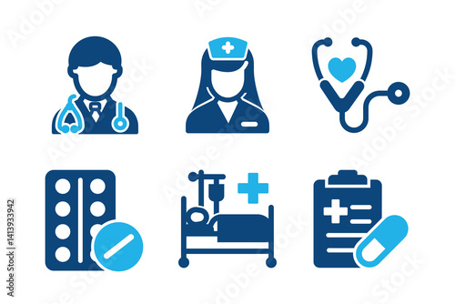 Doctor glyph solid icons isolated on white background