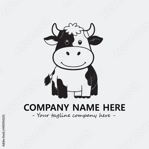Cow illustration black and white for logo company vector image
