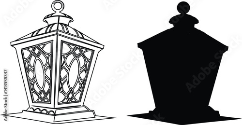 Islamic lantern light vector silhouette