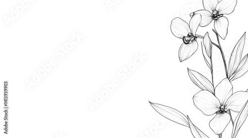 Orchid flower line drawing